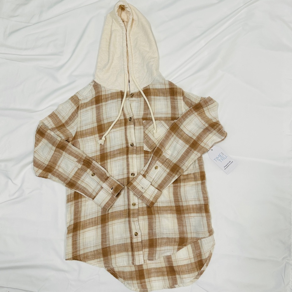 Time & Tru Cotton Hooded Flannel